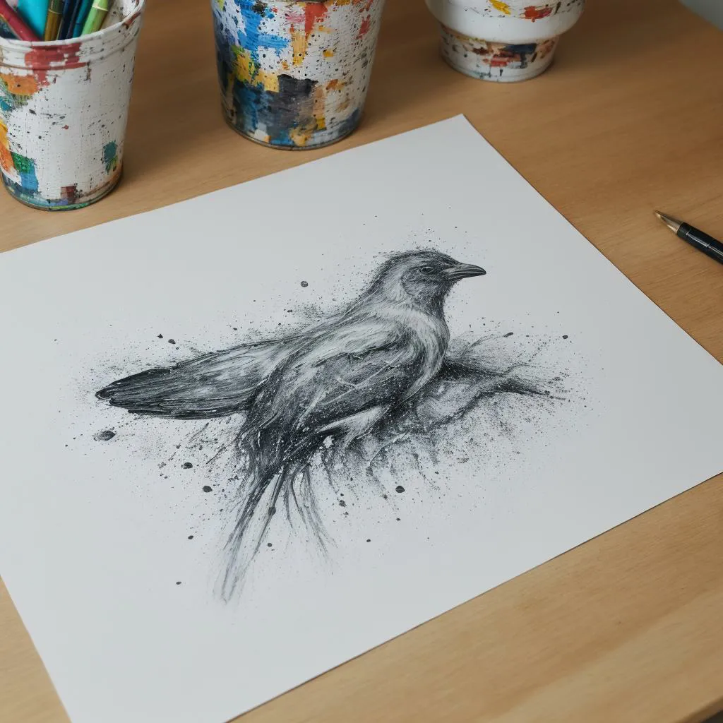 نقاشی فانتزی روی کاغذ کاهی